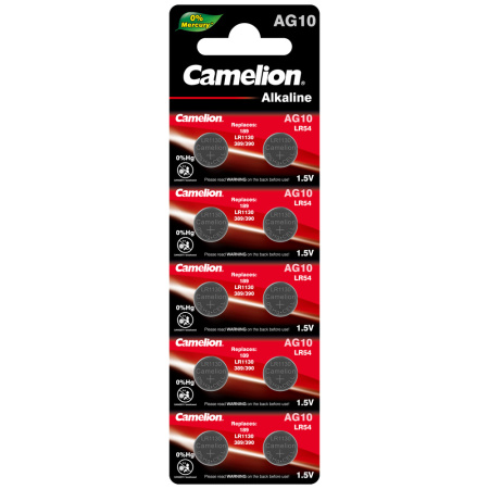 Батарейка щелочная Camelion AG10 (LR54, 1.5V)