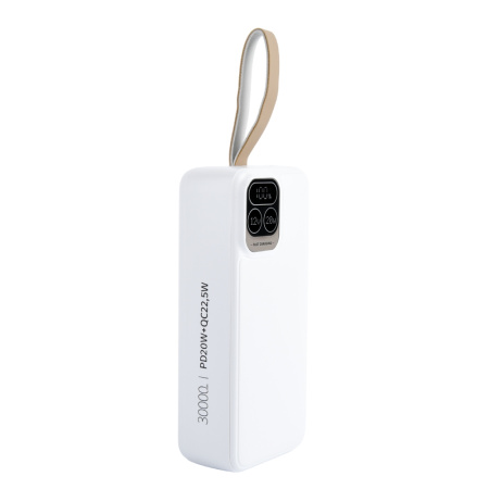 Внешний аккумулятор PERFEO 30000 Atomic Age White (LED дисплей, PD+QC3.0, Type-C, 2xUSB, max 22.5W