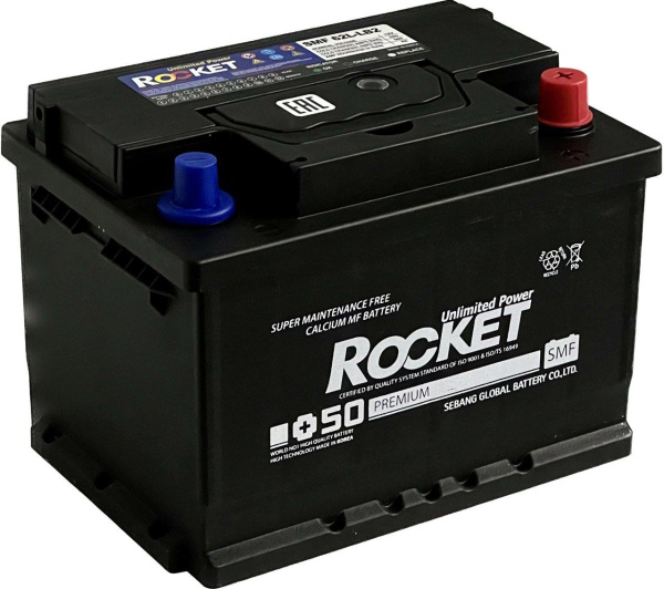 Аккумулятор Rocket SMF+50 62L-LB2 (62 Ач, обратная полярность)